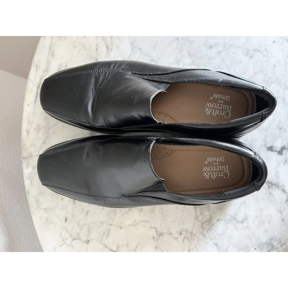 Croft & Barrow Mens Ortholite Slip On Loafer Shoe Size 11.5 M Black Faux Leather